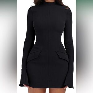 Elegant Black Long-Sleeve Dress